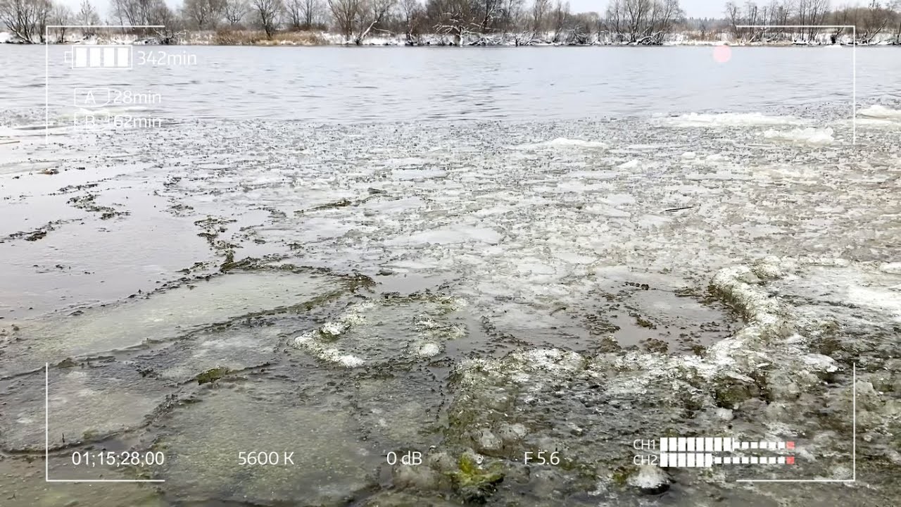 Отводной поводок с длинным лайтом. Река на грани замерзания.